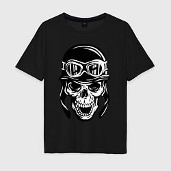 Футболка оверсайз мужская Skull biker helmet, цвет: черный