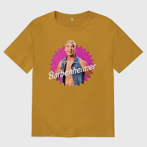 Мужская футболка оверсайз Барбигеймер Роберт / Горчичный – фото 1