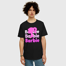 Футболка оверсайз мужская Логотип Барби объемный, цвет: черный — фото 2