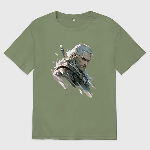 Мужская футболка оверсайз Портрет Ведьмака / Авокадо – фото 1