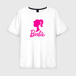 Футболка оверсайз мужская Розовый логотип Барби, цвет: белый