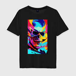 Футболка оверсайз мужская Cool skull - pop art, цвет: черный