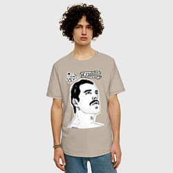 Футболка оверсайз мужская Freddie Mercury head, цвет: миндальный — фото 2