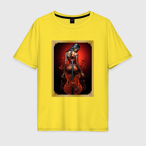 Мужская футболка оверсайз Скрипка фигура / Желтый – фото 1