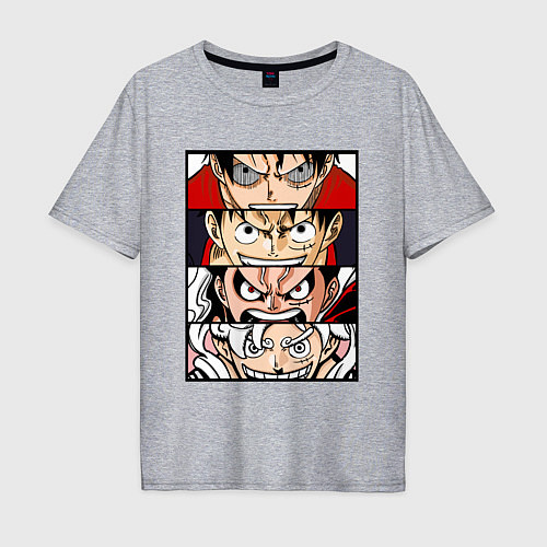 Мужская футболка оверсайз Луффи пятый гир - One Piece / Меланж – фото 1