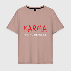 Футболка оверсайз мужская Karma has no deadline, цвет: пыльно-розовый