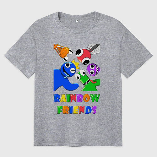 Мужская футболка оверсайз Rainbow Friends персонажи / Меланж – фото 1