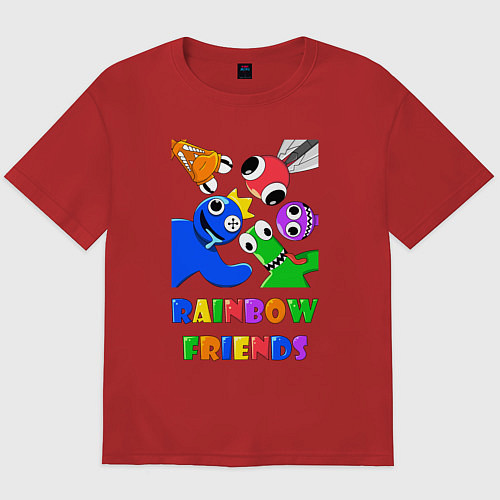 Мужская футболка оверсайз Rainbow Friends персонажи / Красный – фото 1