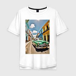 Футболка оверсайз мужская Кубинская улица, цвет: белый