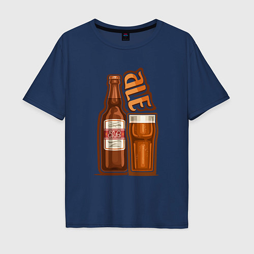 Мужская футболка оверсайз Пиво эль / Тёмно-синий – фото 1