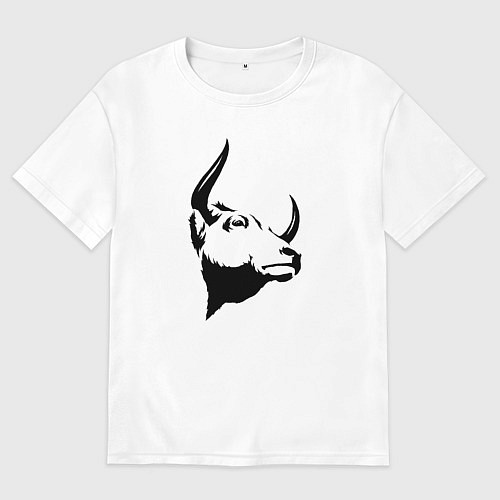 Мужская футболка оверсайз Голова быка / Белый – фото 1
