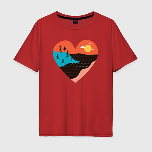 Мужская футболка оверсайз Сердце природы / Красный – фото 1