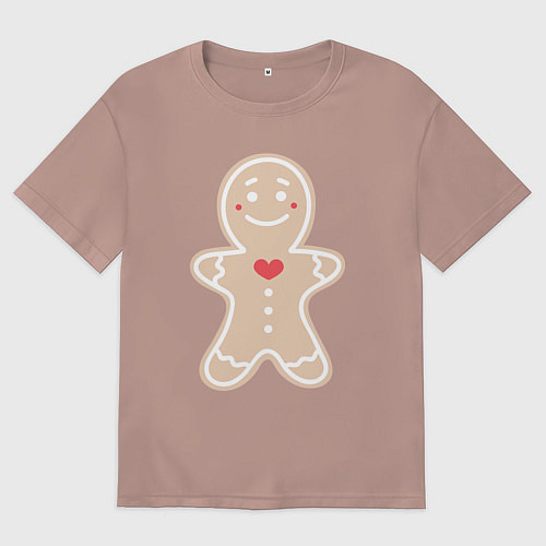 Мужская футболка оверсайз Весёлый пряничек / Пыльно-розовый – фото 1