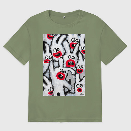 Мужская футболка оверсайз Веселые зайцы / Авокадо – фото 1