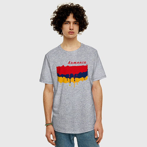 Мужская футболка оверсайз Flag Armenia / Меланж – фото 3