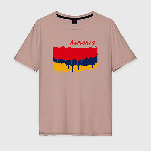 Мужская футболка оверсайз Flag Armenia / Пыльно-розовый – фото 1