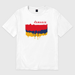 Футболка оверсайз мужская Flag Armenia, цвет: белый