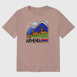 Футболка оверсайз мужская Горная Армения, цвет: пыльно-розовый