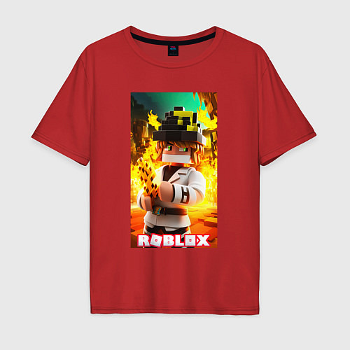 Мужская футболка оверсайз Roblox fire / Красный – фото 1