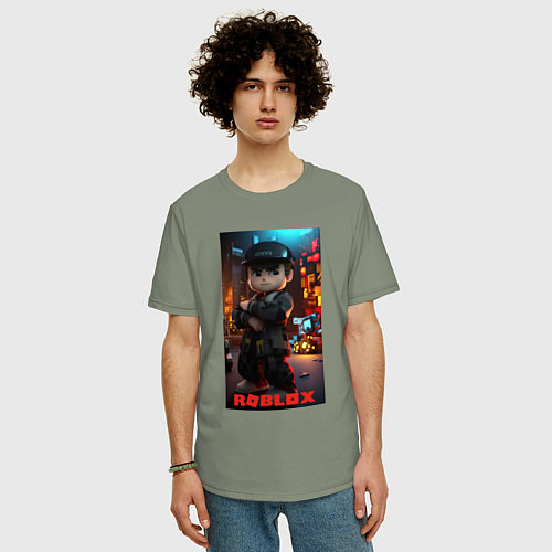 Мужская футболка оверсайз Roblox man / Авокадо – фото 3