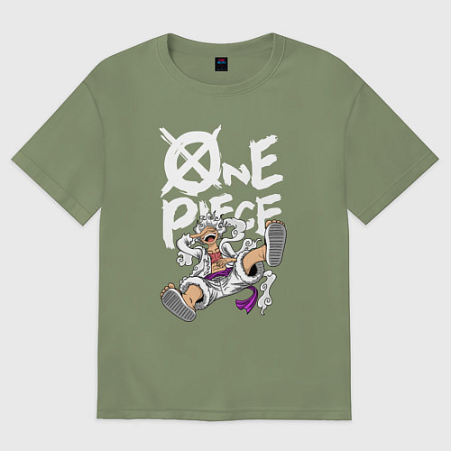 Мужская футболка оверсайз One piece - Луффи гир 5 / Авокадо – фото 1