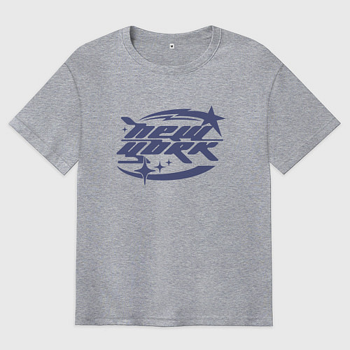 Мужская футболка оверсайз New York - Y2K / Меланж – фото 1