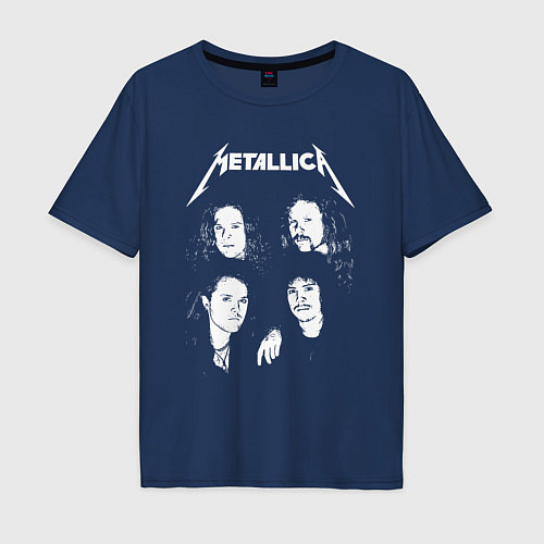 Мужская футболка оверсайз Metallica band / Тёмно-синий – фото 1