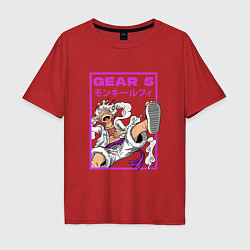 Футболка оверсайз мужская One piece - gear 5 белый, цвет: красный