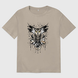 Футболка оверсайз мужская Сова викинга, цвет: миндальный