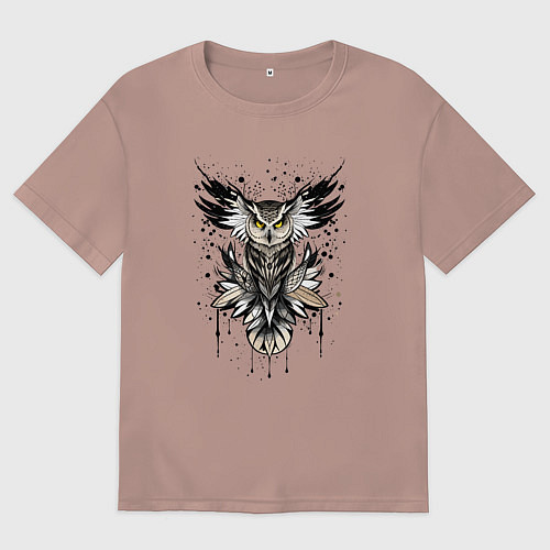 Мужская футболка оверсайз Сова викинга / Пыльно-розовый – фото 1