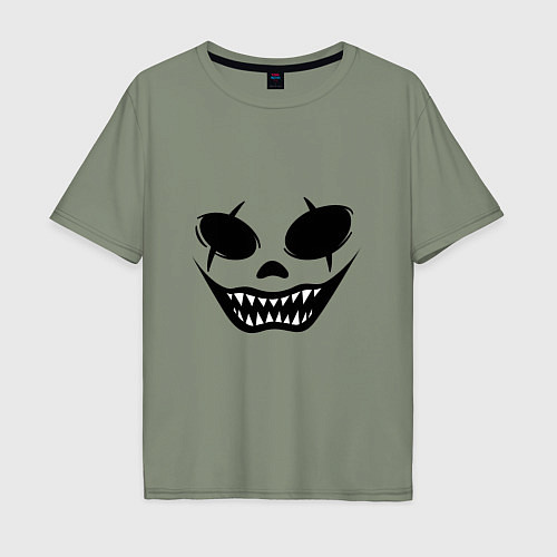 Мужская футболка оверсайз Страшный смайл лицо на Хэллоуин / Авокадо – фото 1