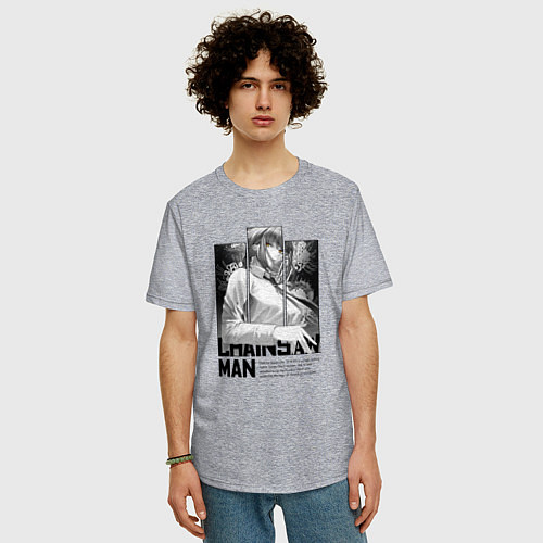 Мужская футболка оверсайз Макима биография / Меланж – фото 3