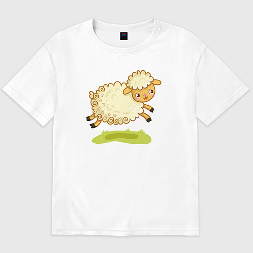 Мужская футболка оверсайз Весёлая овечка / Белый – фото 1
