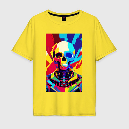 Мужская футболка оверсайз Pop art skull / Желтый – фото 1