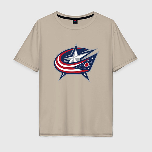 Мужская футболка оверсайз Columbus blue jackets - hockey team - emblem / Миндальный – фото 1