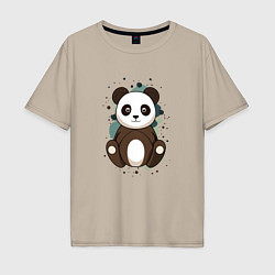 Футболка оверсайз мужская Странная панда, цвет: миндальный
