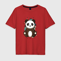 Футболка оверсайз мужская Странная панда, цвет: красный