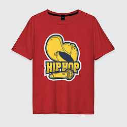 Футболка оверсайз мужская Hip hop microphone, цвет: красный