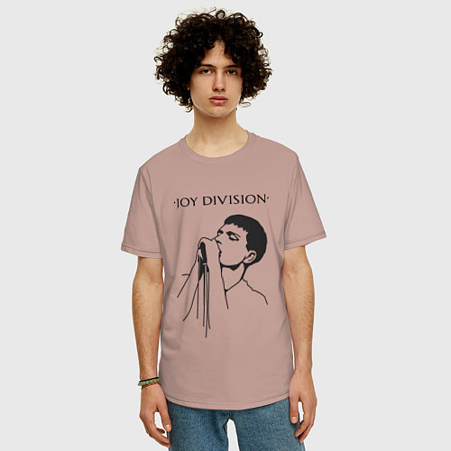 Мужская футболка оверсайз Йен Кёртис Joy Division / Пыльно-розовый – фото 3