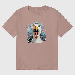 Мужская футболка оверсайз Чайка орет - морской принт