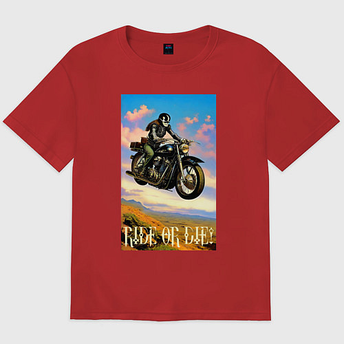 Мужская футболка оверсайз Ride or die - crazy racer - neural network / Красный – фото 1