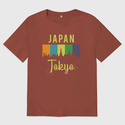 Мужская футболка оверсайз Токио Япония / Кирпичный – фото 1