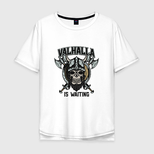 Мужская футболка оверсайз Valhalla Is Waintng / Белый – фото 1