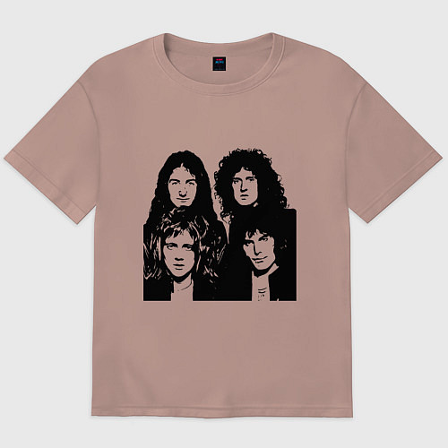 Мужская футболка оверсайз Queen - band / Пыльно-розовый – фото 1