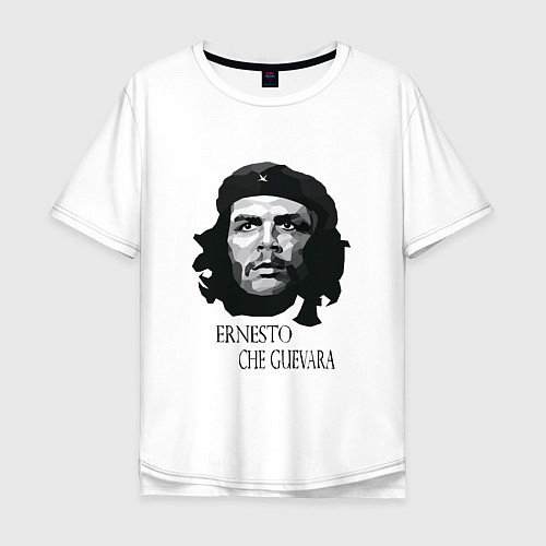 Мужская футболка оверсайз Че Гевара черно белое / Белый – фото 1