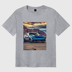 Футболка оверсайз мужская Авто Додж Челленджер, цвет: меланж