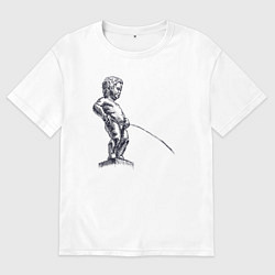 Футболка оверсайз мужская Писающий мальчик, цвет: белый