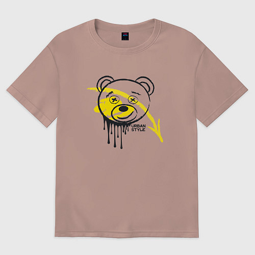 Мужская футболка оверсайз Медведь в стиле urban / Пыльно-розовый – фото 1
