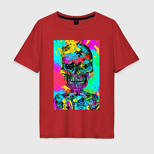 Мужская футболка оверсайз Cool skull - pop art - vogue / Красный – фото 1