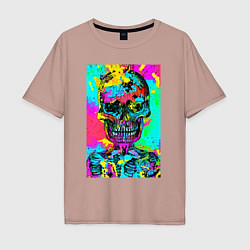 Футболка оверсайз мужская Cool skull - pop art - vogue, цвет: пыльно-розовый